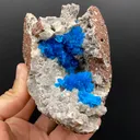 Rare Deep Blue Cavansite in Geode on Heulandite Matrix | Pune, India Collector Mineral Specimen - image 1