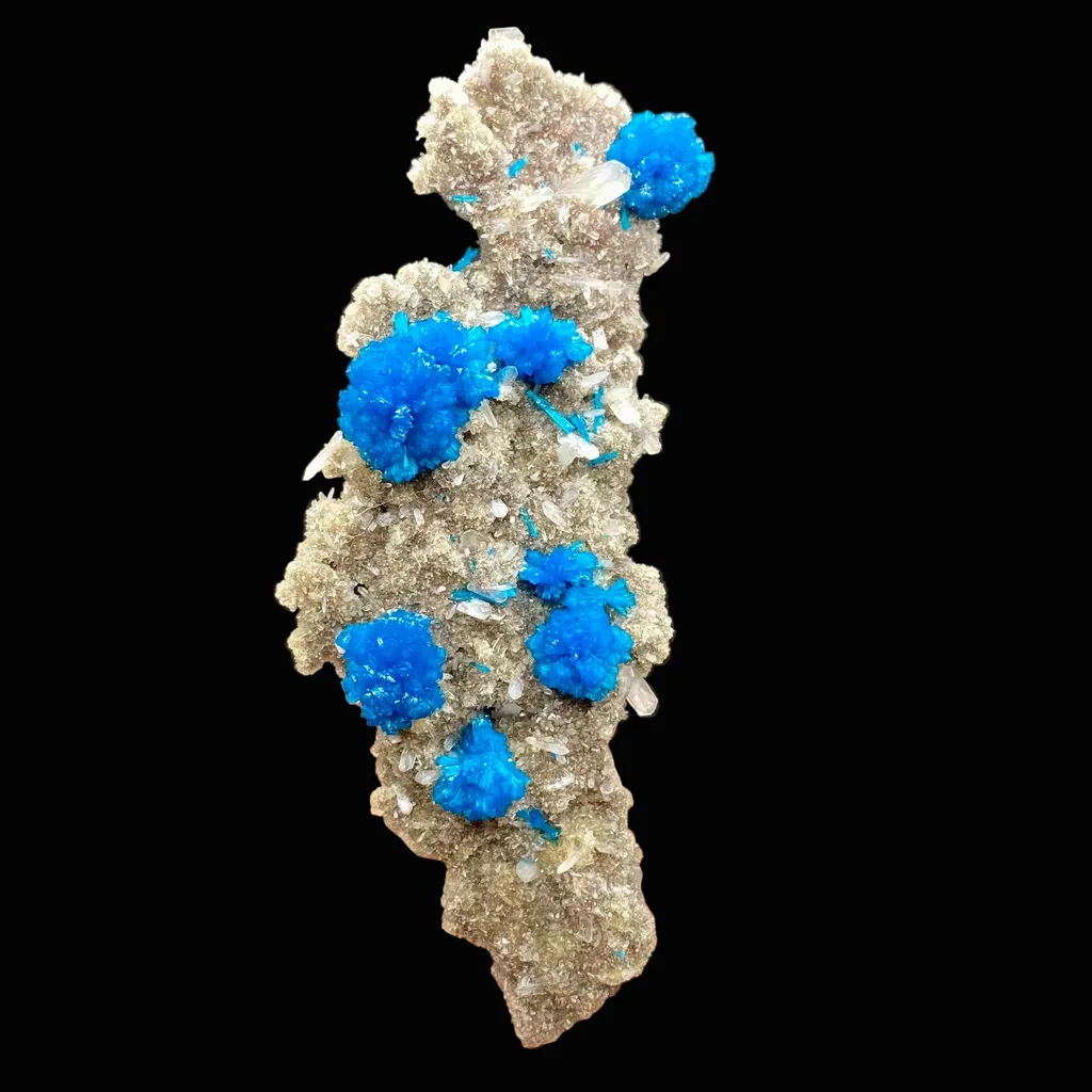 Rare Deep Blue Cavansite on Heulandite Matrix – Vertical Natural Mineral Specimen from India (5.5”) DK90 image
