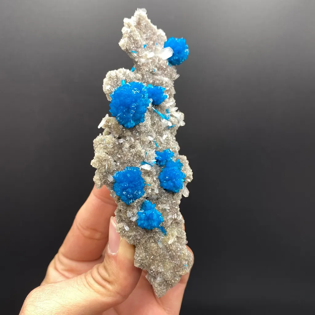 Rare Deep Blue Cavansite on Heulandite Matrix – Vertical Natural Mineral Specimen from India (5.5”) DK90 - image 2