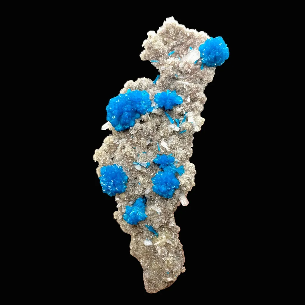 Rare Deep Blue Cavansite on Heulandite Matrix – Vertical Natural Mineral Specimen from India (5.5”) DK90 - image 3