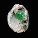 Rare Deep Green Apophyllite Flower with Red Stilbite on Calcite & Chalcedony | Old School Savda Quarry Zeolite Specimen, India DK103 - image 2