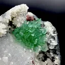 Rare Deep Green Apophyllite Flower with Red Stilbite on Calcite & Chalcedony | Old School Savda Quarry Zeolite Specimen, India DK103 - image 4