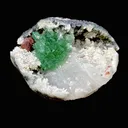 Rare Deep Green Apophyllite Flower with Red Stilbite on Calcite & Chalcedony | Old School Savda Quarry Zeolite Specimen, India DK103 - image 1