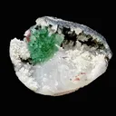 Rare Deep Green Apophyllite Flower with Red Stilbite on Calcite & Chalcedony | Old School Savda Quarry Zeolite Specimen, India DK103 - image 3