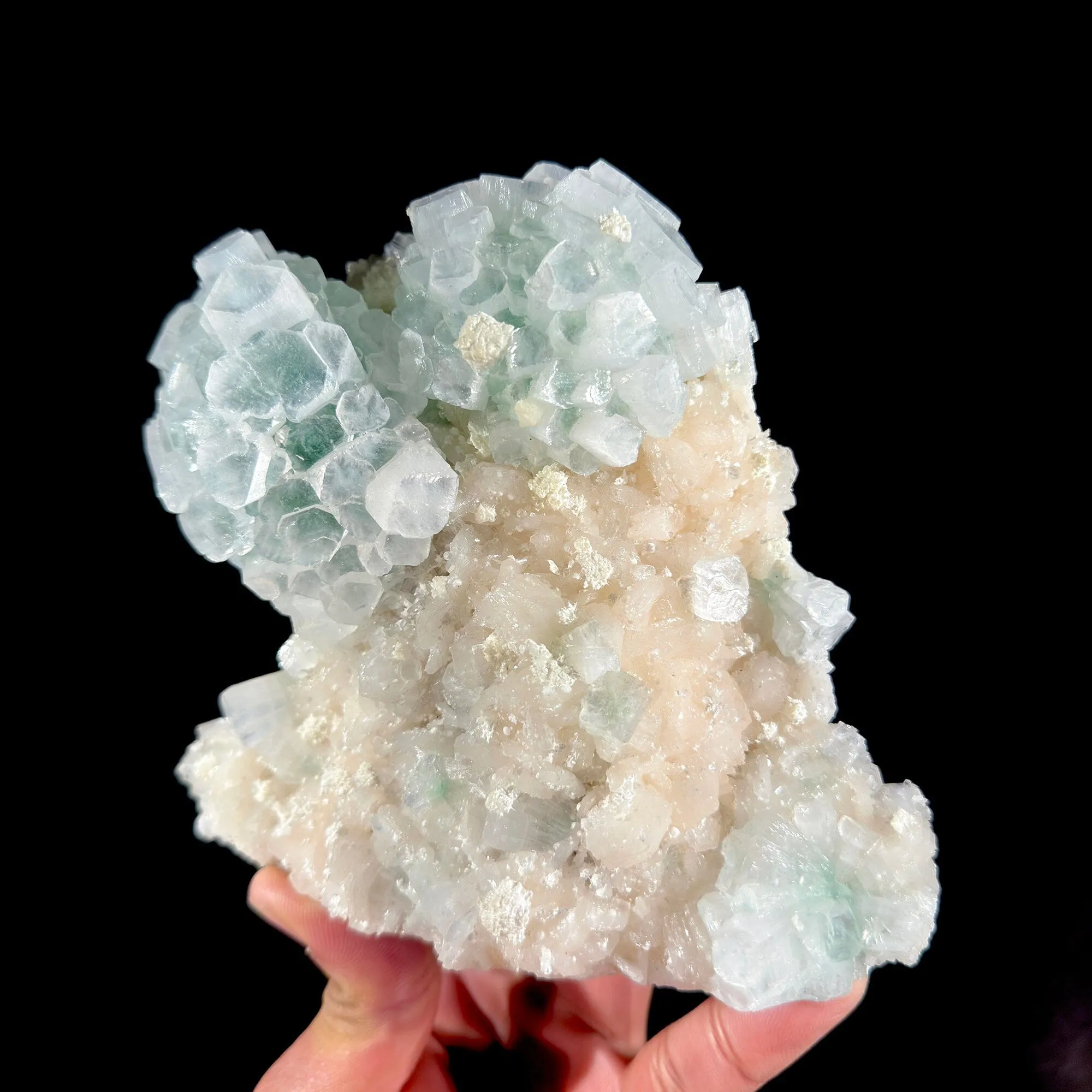 Rare Disco Ball Green Apophyllite with Stilbite & Mordenite – Self Standing Zeolite Crystal Cluster | Ahmednagar, India - image 3