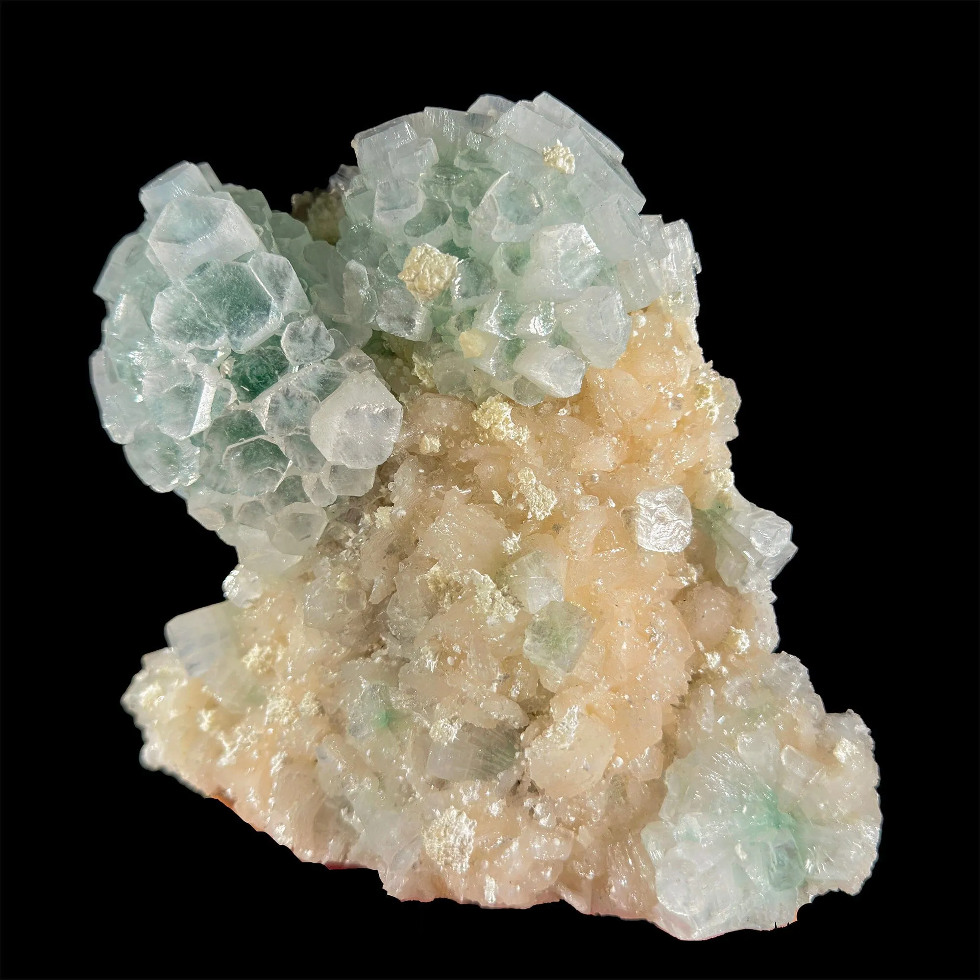 Rare Disco Ball Green Apophyllite with Stilbite & Mordenite – Self Standing Zeolite Crystal Cluster | Ahmednagar, India - image 2