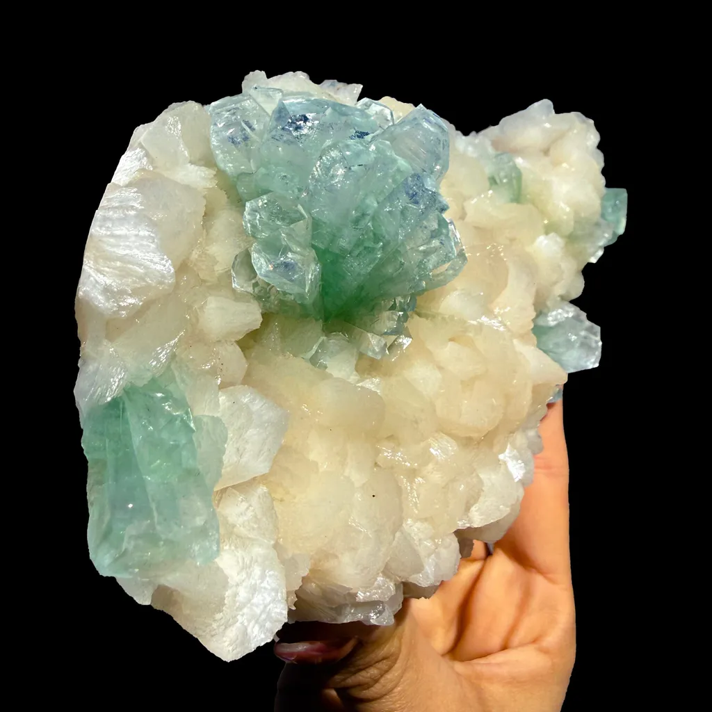 Rare Disco Ball Green Apophyllite with Stilbite Natural Mineral Specimen from Ahmednagar, Maharashtra, India DKT75 - image 4