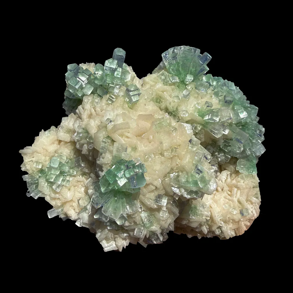 Rare Disco Ball Green Apophyllite with Stilbite – Zeolite Crystal Cluster | Ahmednagar, India image