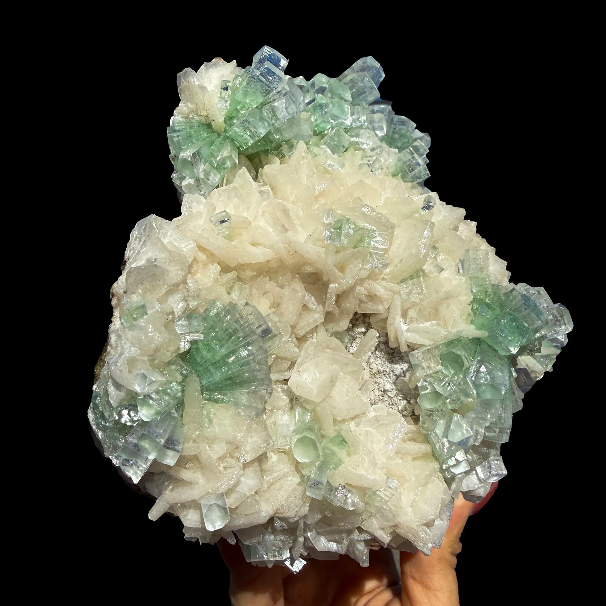 Rare Disco Ball Green Apophyllite with Stilbite – Zeolite Crystal Cluster | Ahmednagar, India - image 4