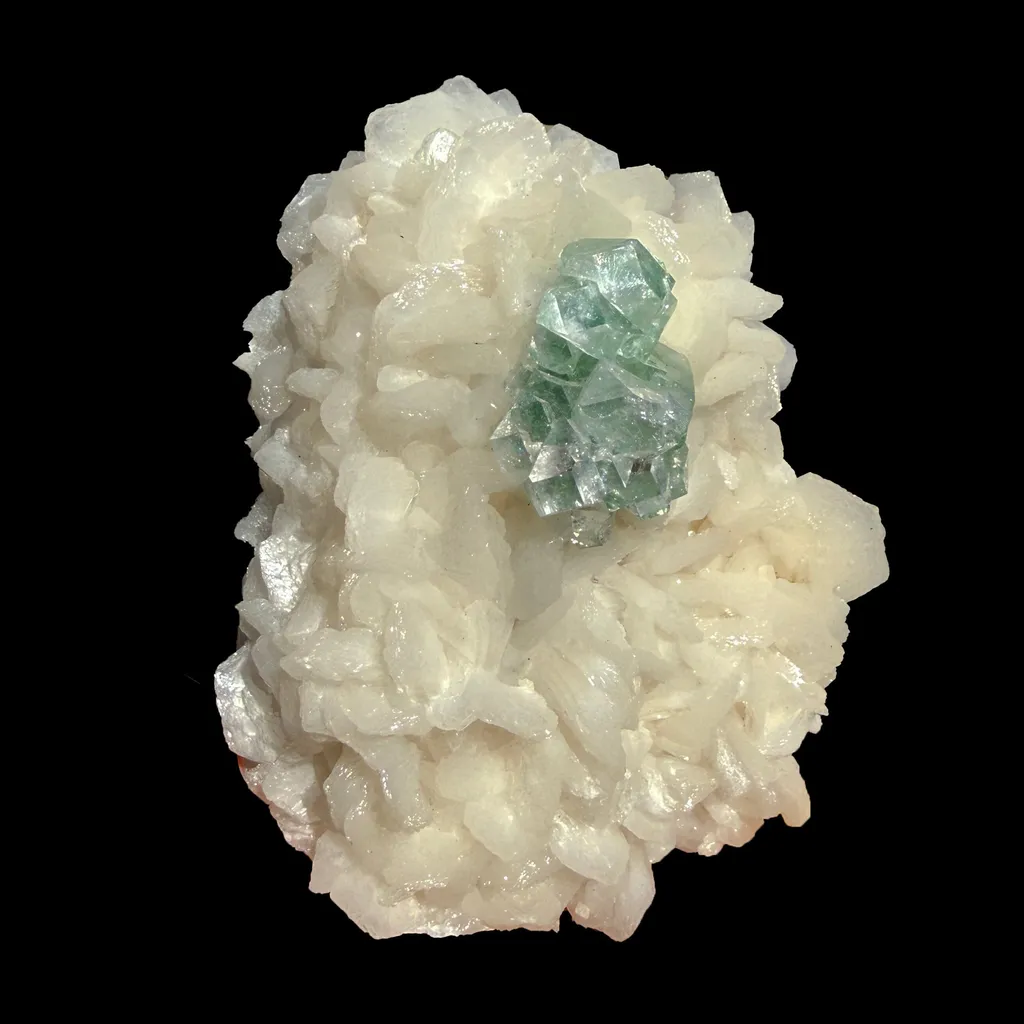 Rare Disco Ball Green Apophyllite with Stilbite – Zeolite Crystal Cluster | Ahmednagar, India image