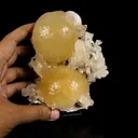 Rare Dual-Habit Golden Stellerite Spheres on Blade Matrix -Collector’s Specimen from Sambhaji Nagar, India - image 5