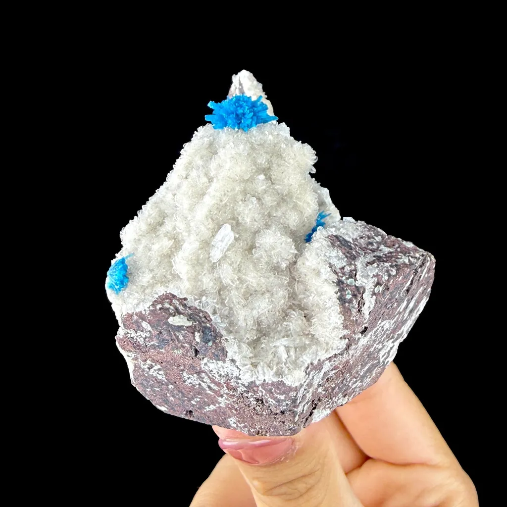 Rare Electric Blue Pentagonite Flowers on Heulandite Matrix - Natural Collector’s Specimen from Pune - image 5