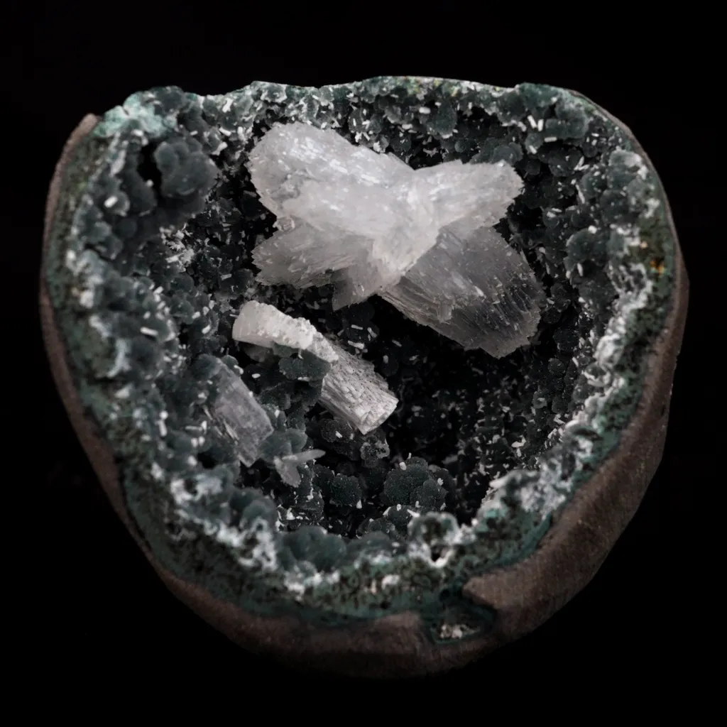 Rare Find Epi-Stilbite Inside Black Chalcedony Natural Mineral Specimen image