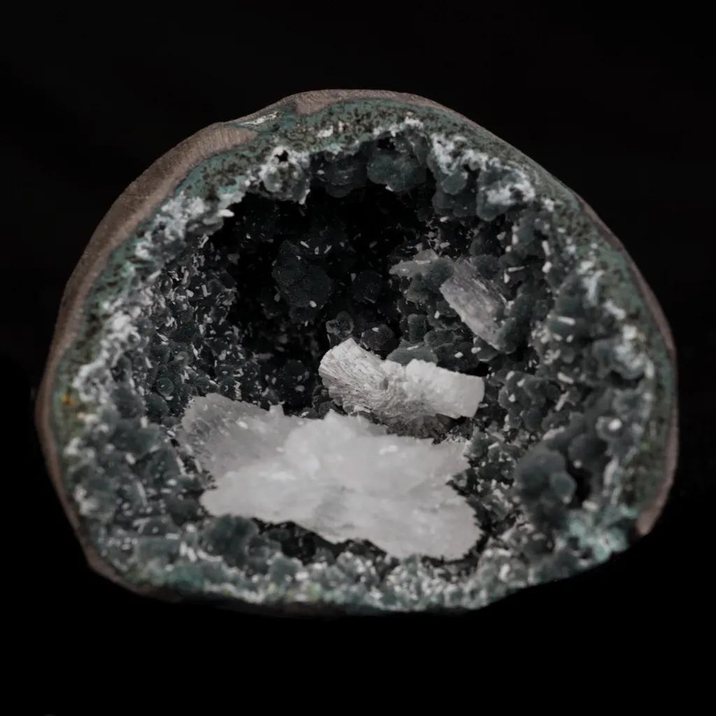 Rare Find Epi-Stilbite Inside Black Chalcedony Natural Mineral Specimen image