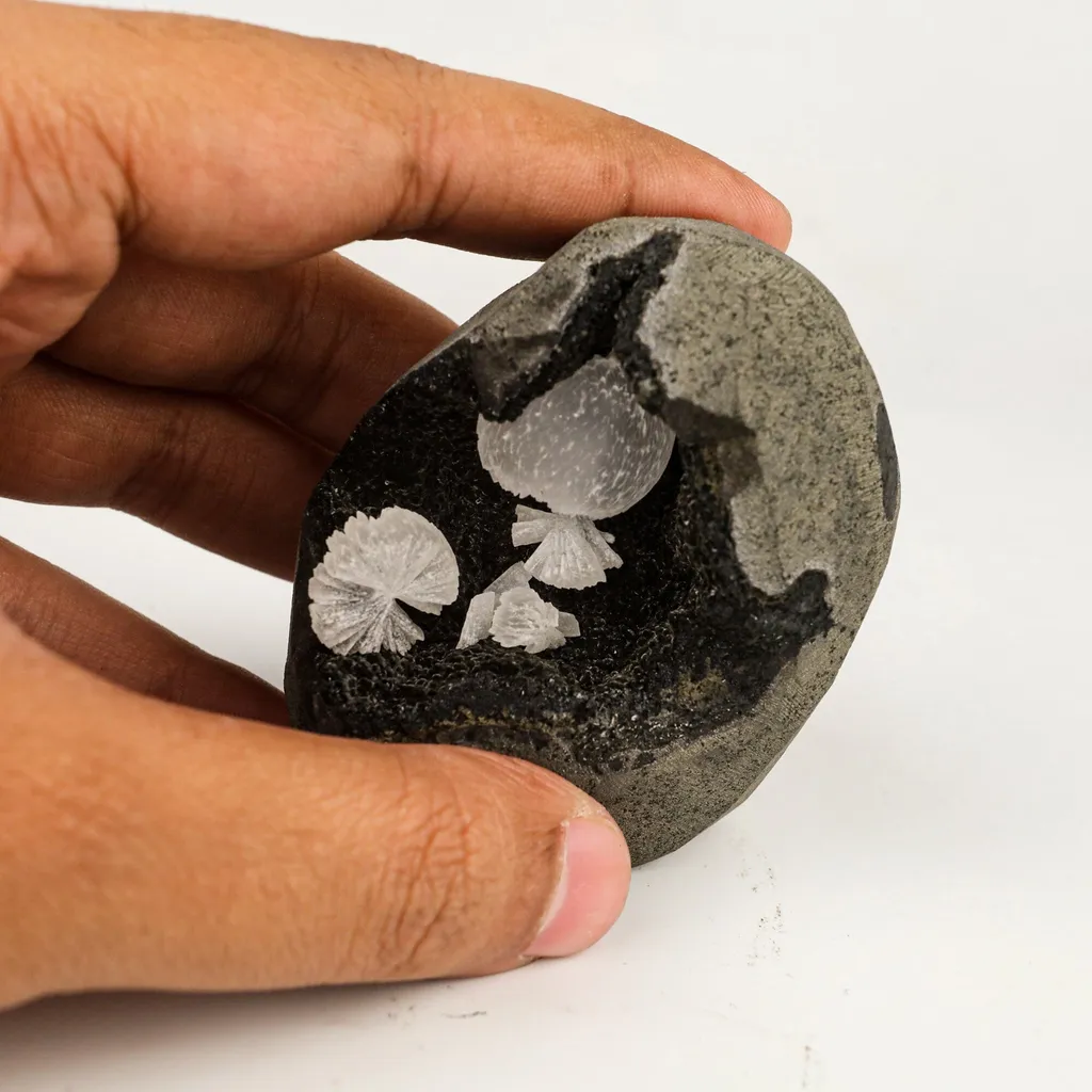Rare Find Epi-Stilbite Inside Black Julgoldite Natural Mineral Specimen - image 4