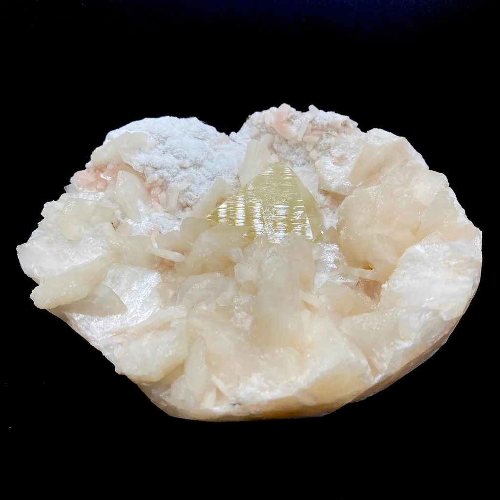 Rare Fluorescent Powellite with Heulandite & Stilbite – Free Standing Terminated Crystal Specimen from Nasik, India | Collector-Grade Fine Mineral DK95 image
