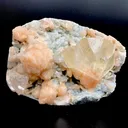 Rare Gemmy Calcite on Bright Orange Stilbite – Indian Zeolite Mineral Specimen from Jalgaon DK114 - image 6