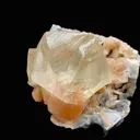 Rare Gemmy Calcite on Bright Orange Stilbite – Indian Zeolite Mineral Specimen from Jalgaon DK114 - image 2