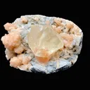 Rare Gemmy Calcite on Bright Orange Stilbite – Indian Zeolite Mineral Specimen from Jalgaon DK114 - image 4