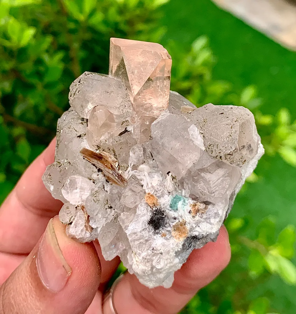 Rare Golden Topaz with Quartz, Epidote, Fluorite & Mica – Collector Mineral Specimen - image 5