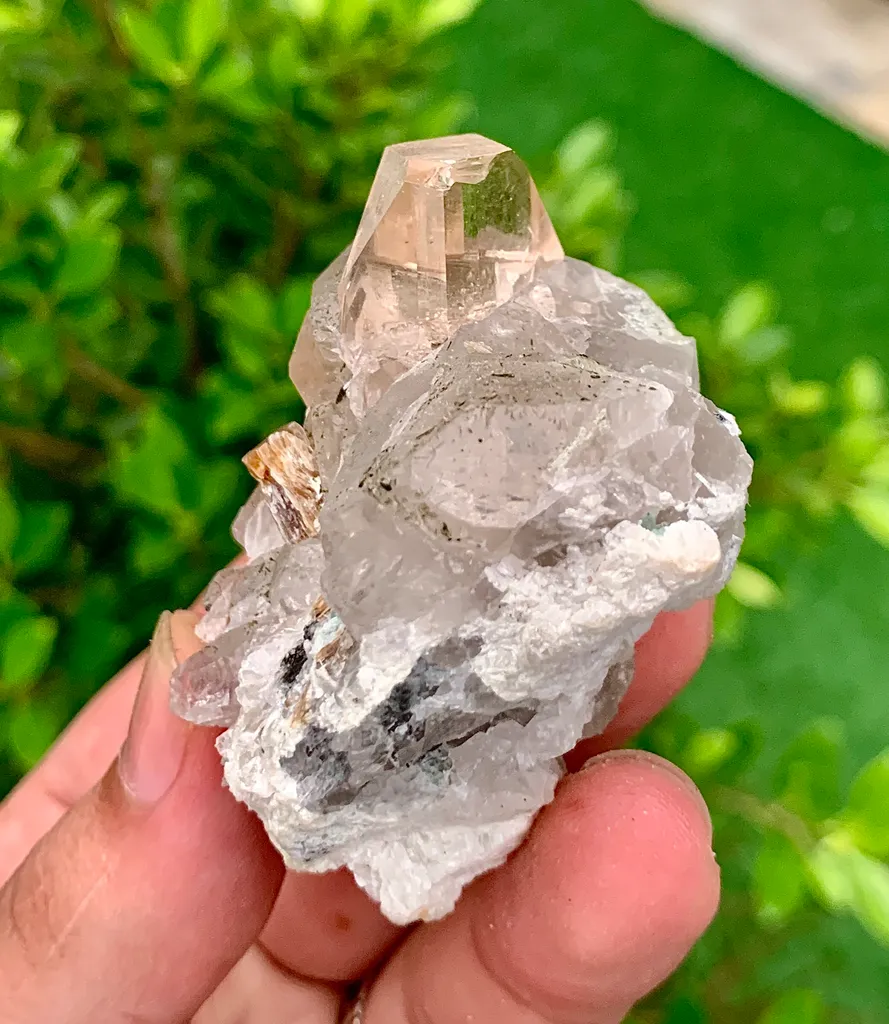 Rare Golden Topaz with Quartz, Epidote, Fluorite & Mica – Collector Mineral Specimen - image 4