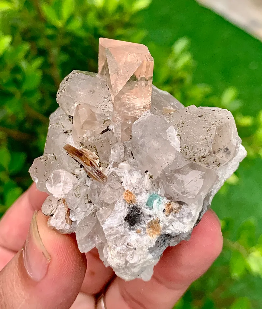 Rare Golden Topaz with Quartz, Epidote, Fluorite & Mica – Collector Mineral Specimen - image 3