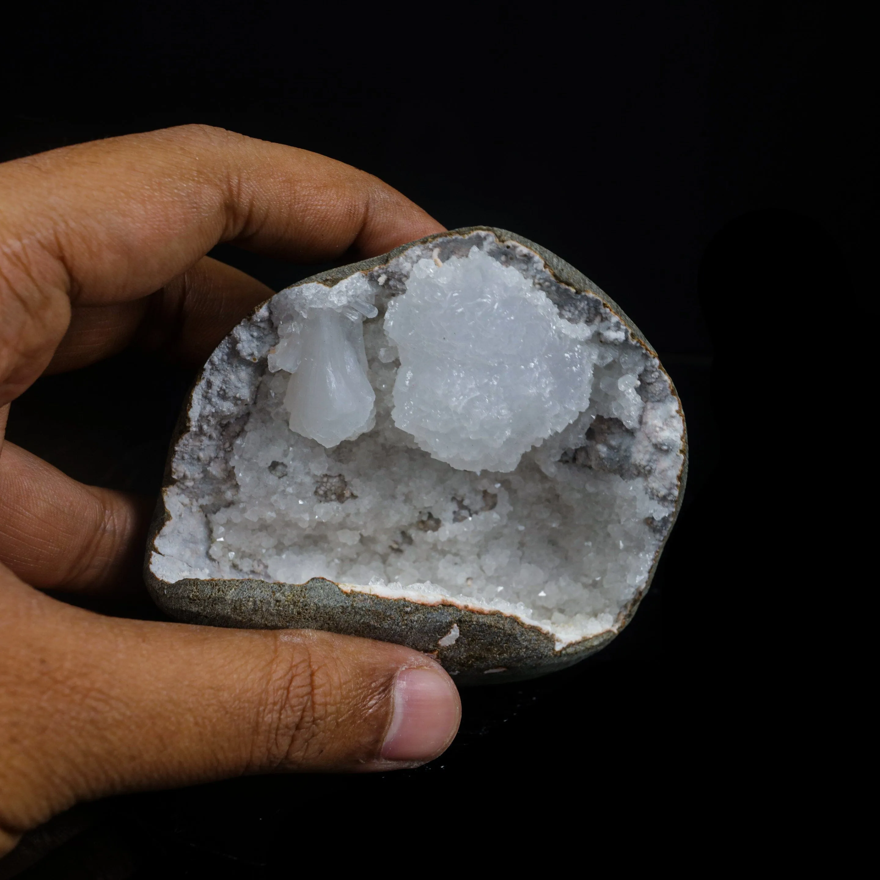 Rare Goosecreekite in Quartz Geode – Premium Indian Zeolite Mineral Specimen - image 5
