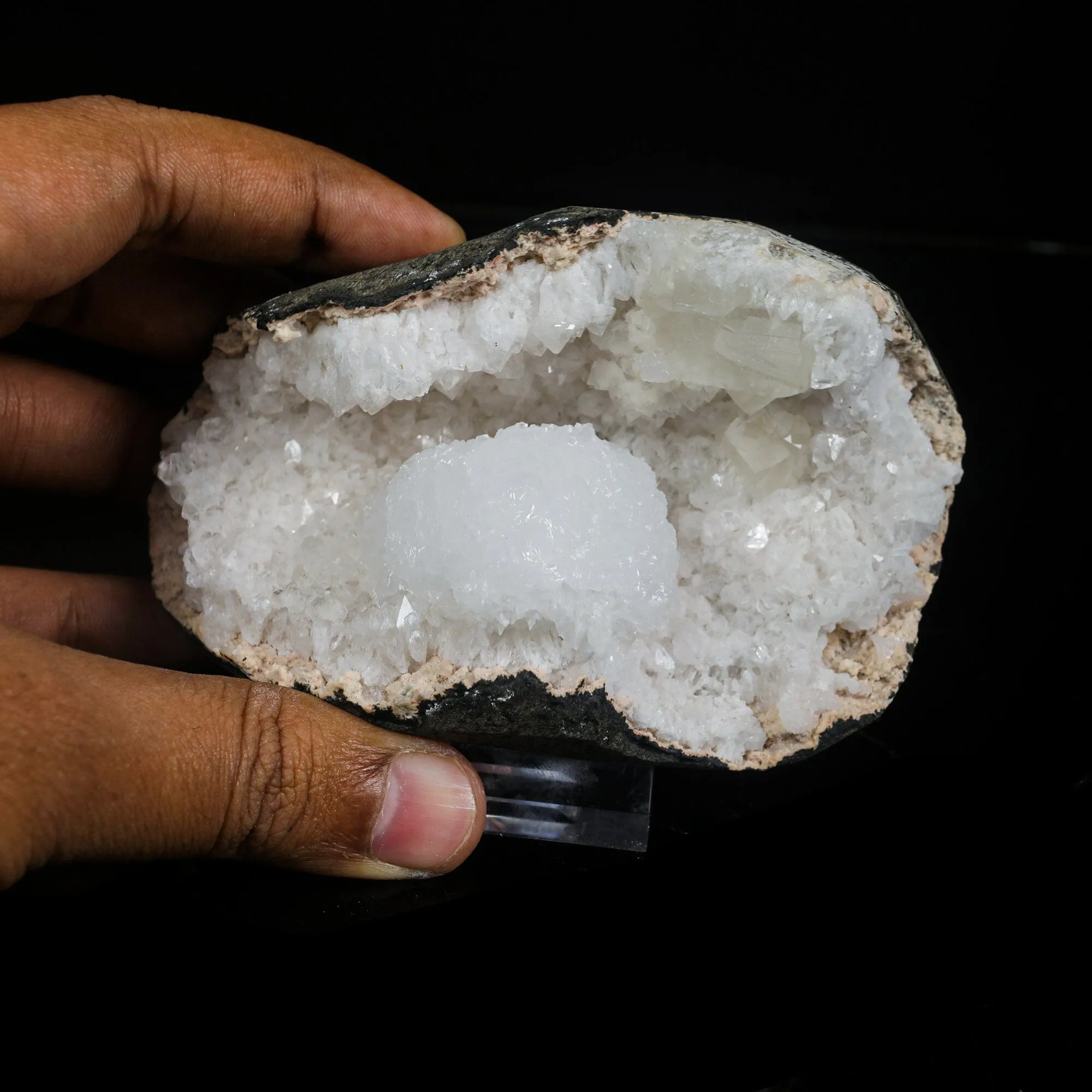 Rare Goosecreekite in Quartz Geode – Premium Indian Zeolite Mineral Specimen - image 4