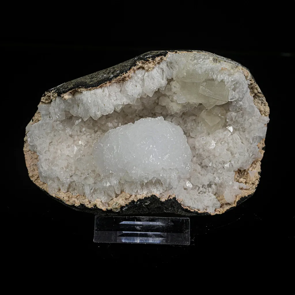 Rare Goosecreekite in Quartz Geode – Premium Indian Zeolite Mineral Specimen image