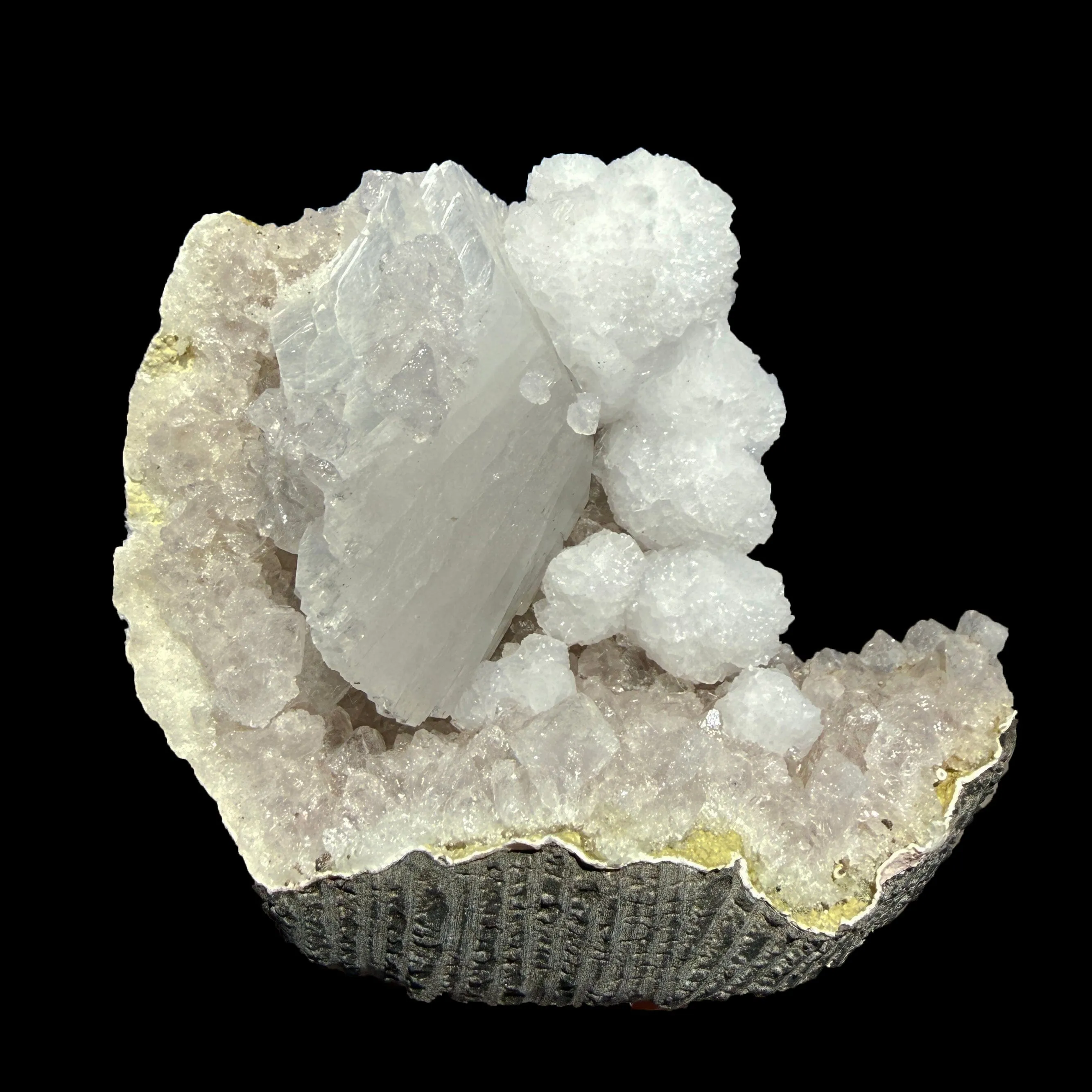 Rare Goosecreekite with White Heulandite on Amethyst Matrix – Natural Indian Zeolite Crystal Specimen from Nashik DKT71 - image 1
