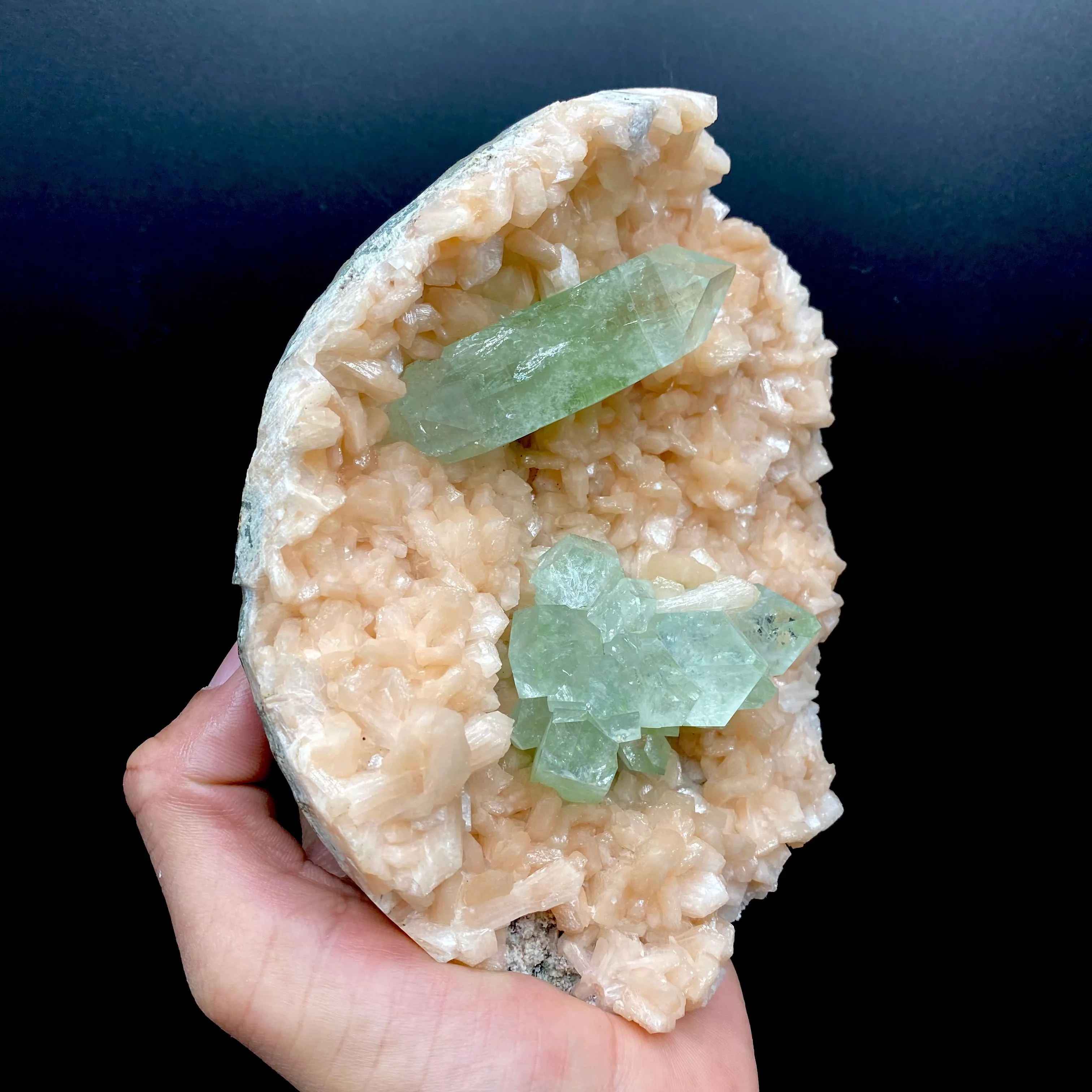 Rare Green Apophyllite Crystal on Stilbite Matrix – Jalgaon India Zeolite Mineral Specimen DK167 - image 2