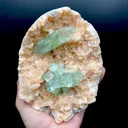 Rare Green Apophyllite Crystal on Stilbite Matrix – Jalgaon India Zeolite Mineral Specimen DK167 - image 1
