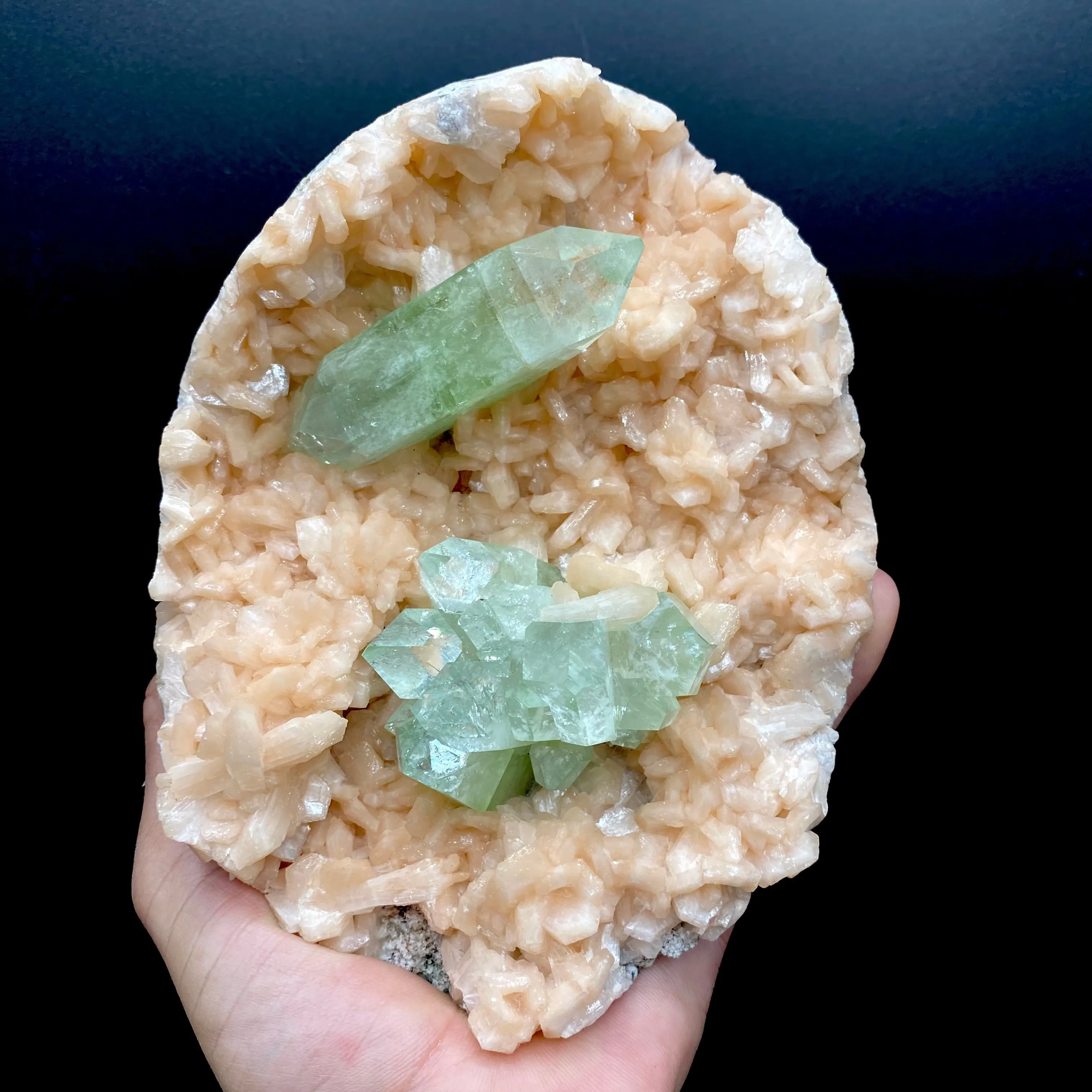 Rare Green Apophyllite Crystal on Stilbite Matrix – Jalgaon India Zeolite Mineral Specimen DK167 - image 1
