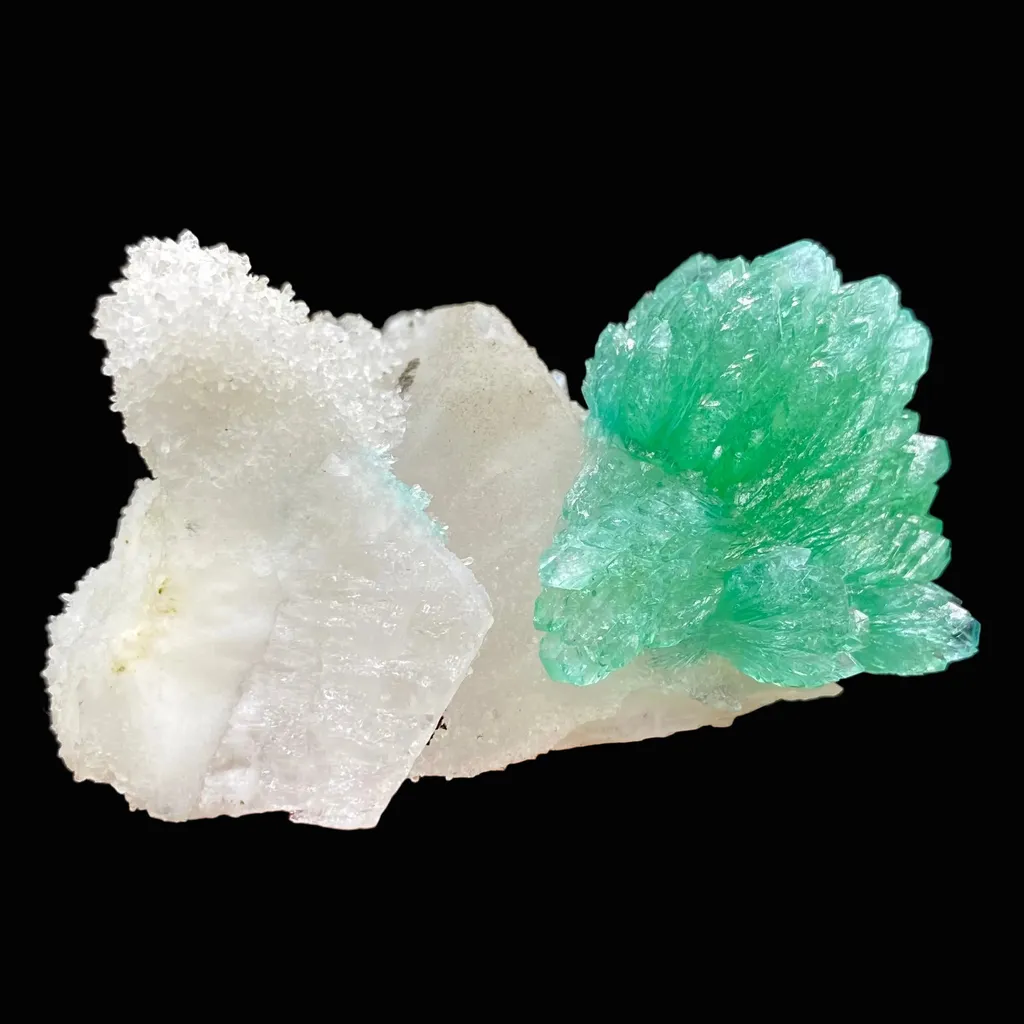 Rare Green Apophyllite Spray on Calcite | Natural Indian Mineral Specimen from Jalgaon DK87 - image 3