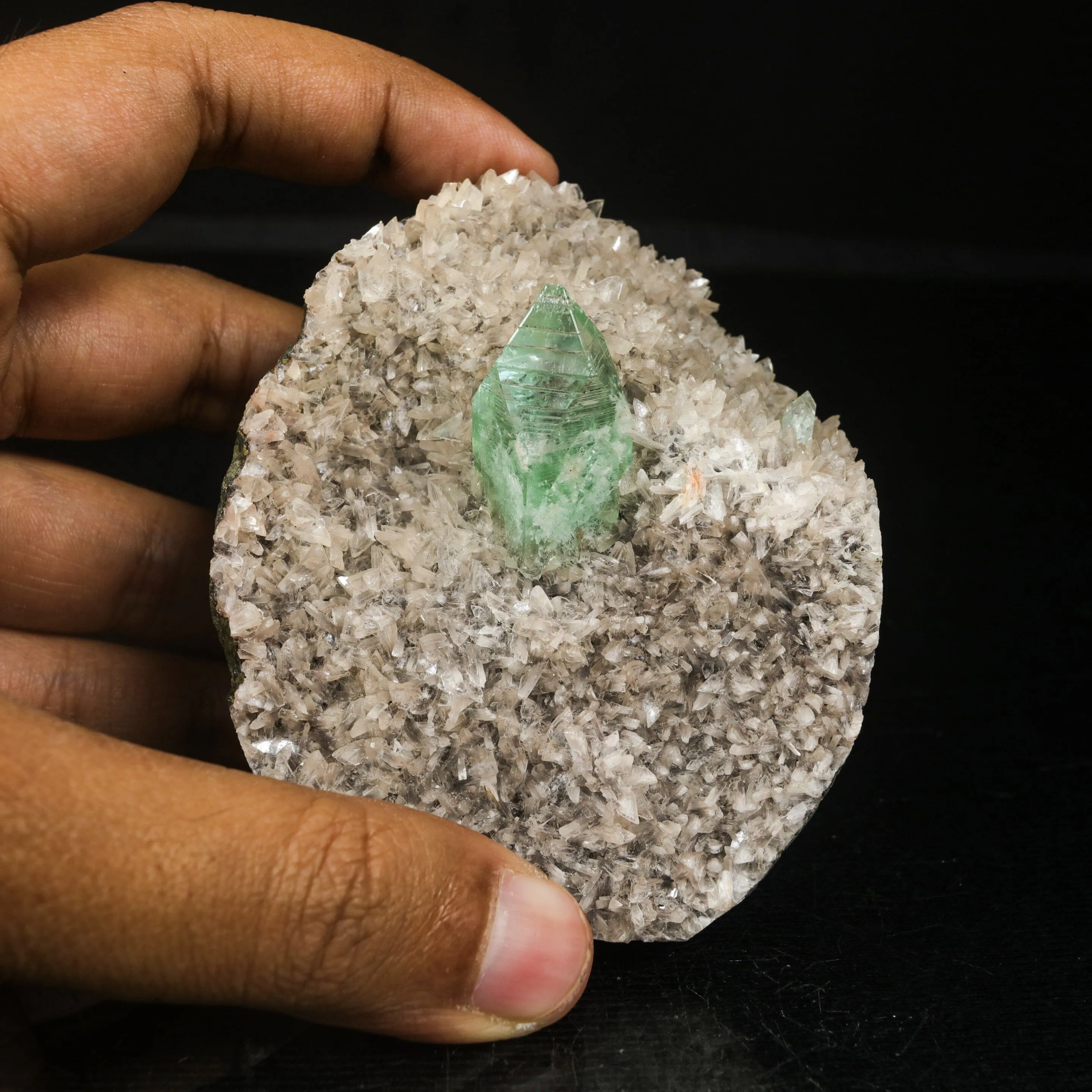 Rare Green Apophyllite with Heulandite Natural Mineral Specimen - image 4