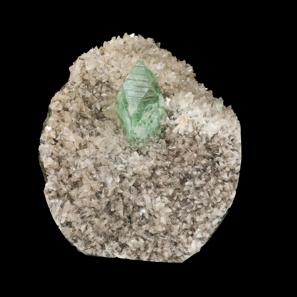 Rare Green Apophyllite with Heulandite Natural Mineral Specimen image
