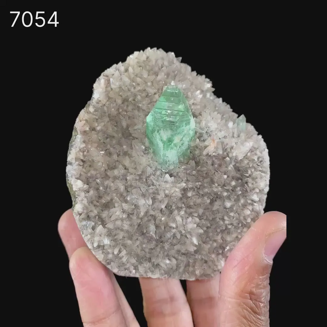 Rare Green Apophyllite with Heulandite Natural Mineral Specimen - image 5