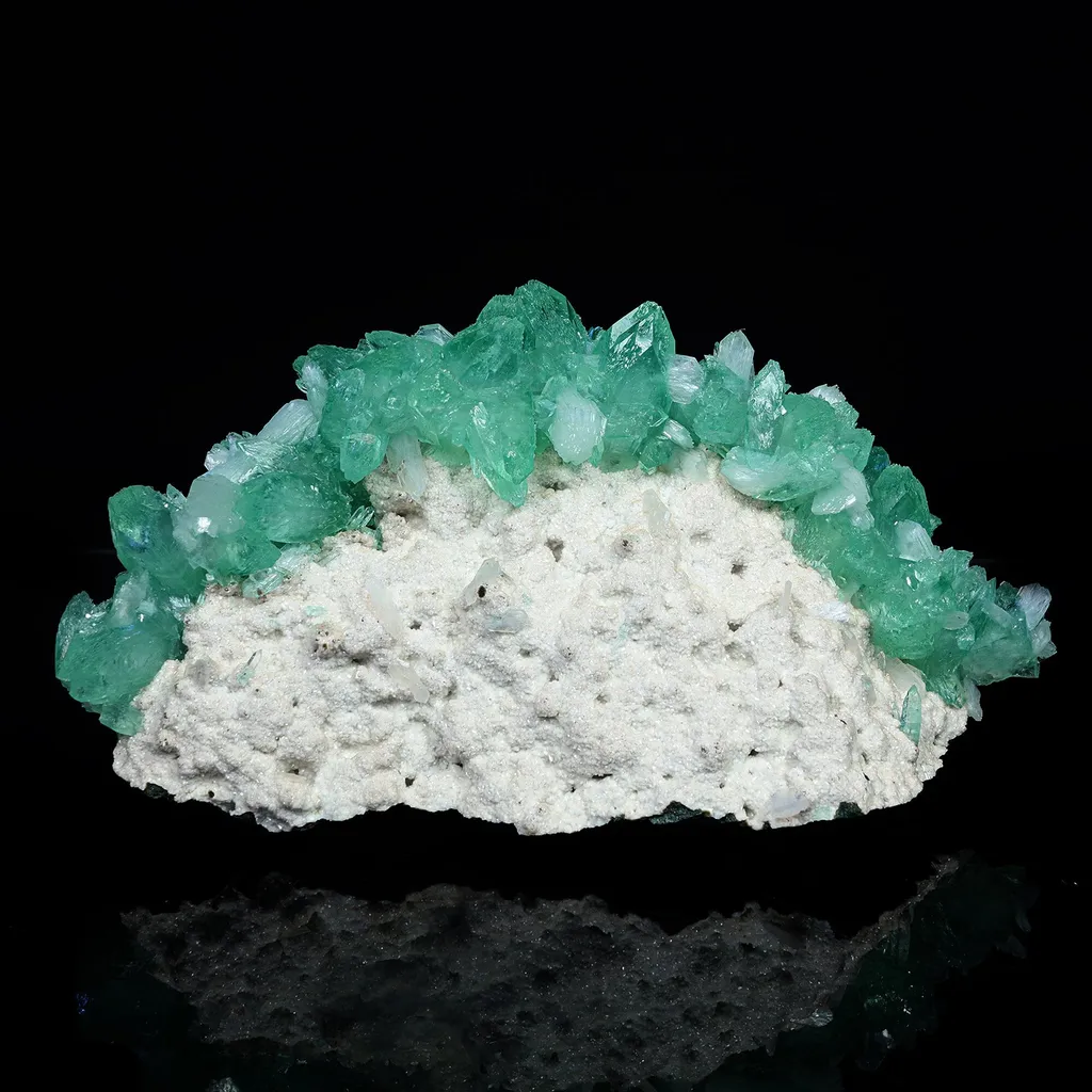 Rare Green Apophyllite with Mordenite Natural Mineral Specimen image