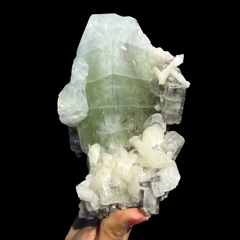 Rare Green Apophyllite with Stilbite Crystal Cluster from  Nashik Maharashtra India | Natural Zeolite Mineral Specimen - image 4