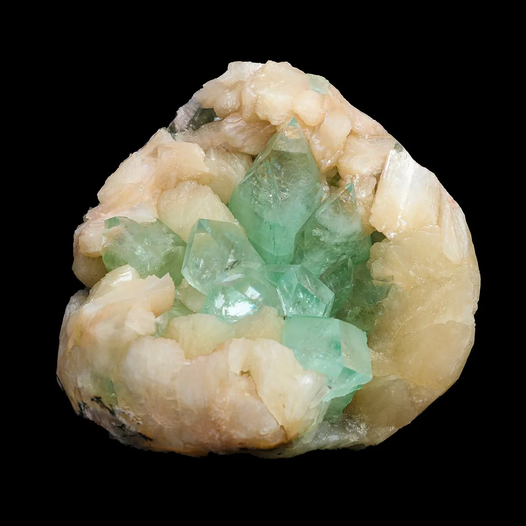 Rare Green Apophyllite with Stilbite Natural Mineral Specimen image