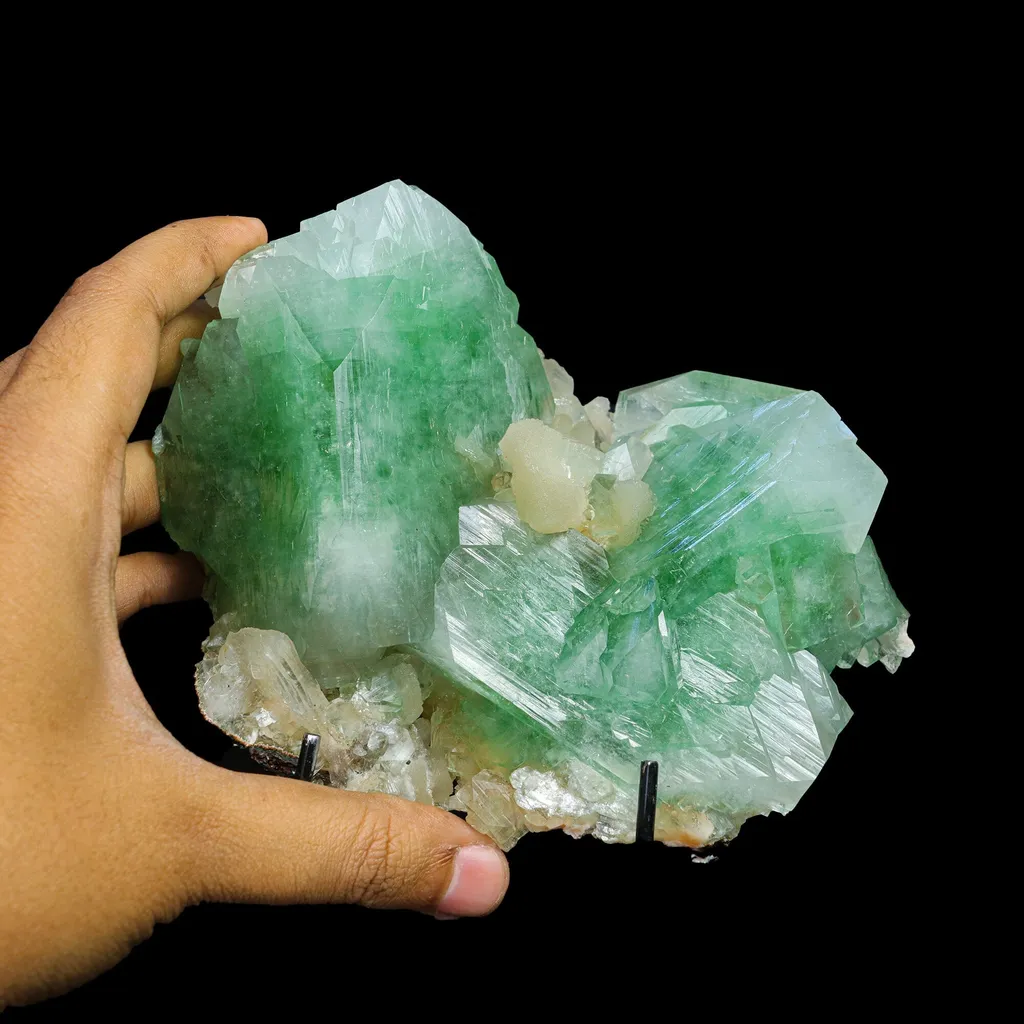 Rare Green Apophyllite with Stilbite Natural Mineral Specimen - image 4