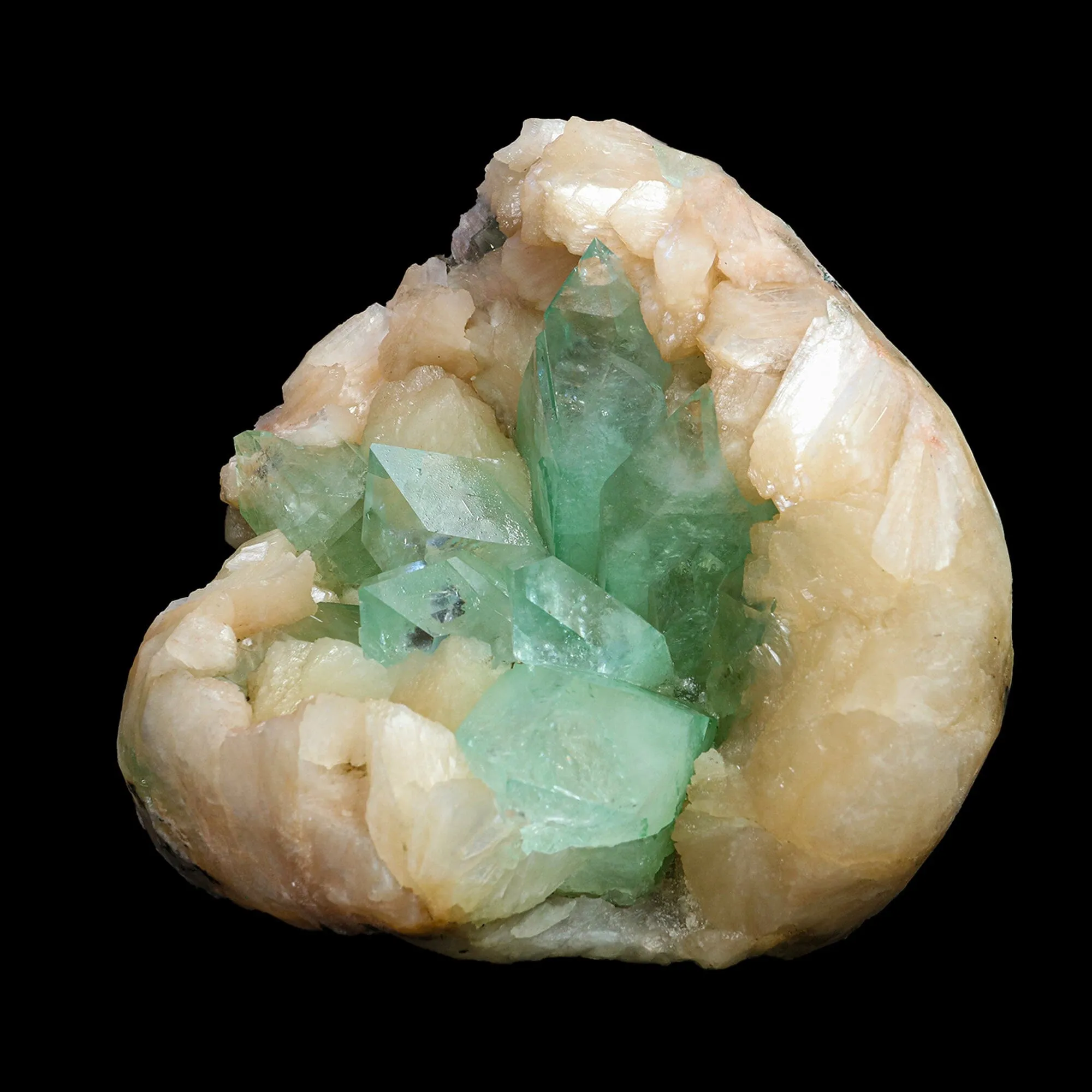 Rare Green Apophyllite with Stilbite Natural Mineral Specimen - image 2