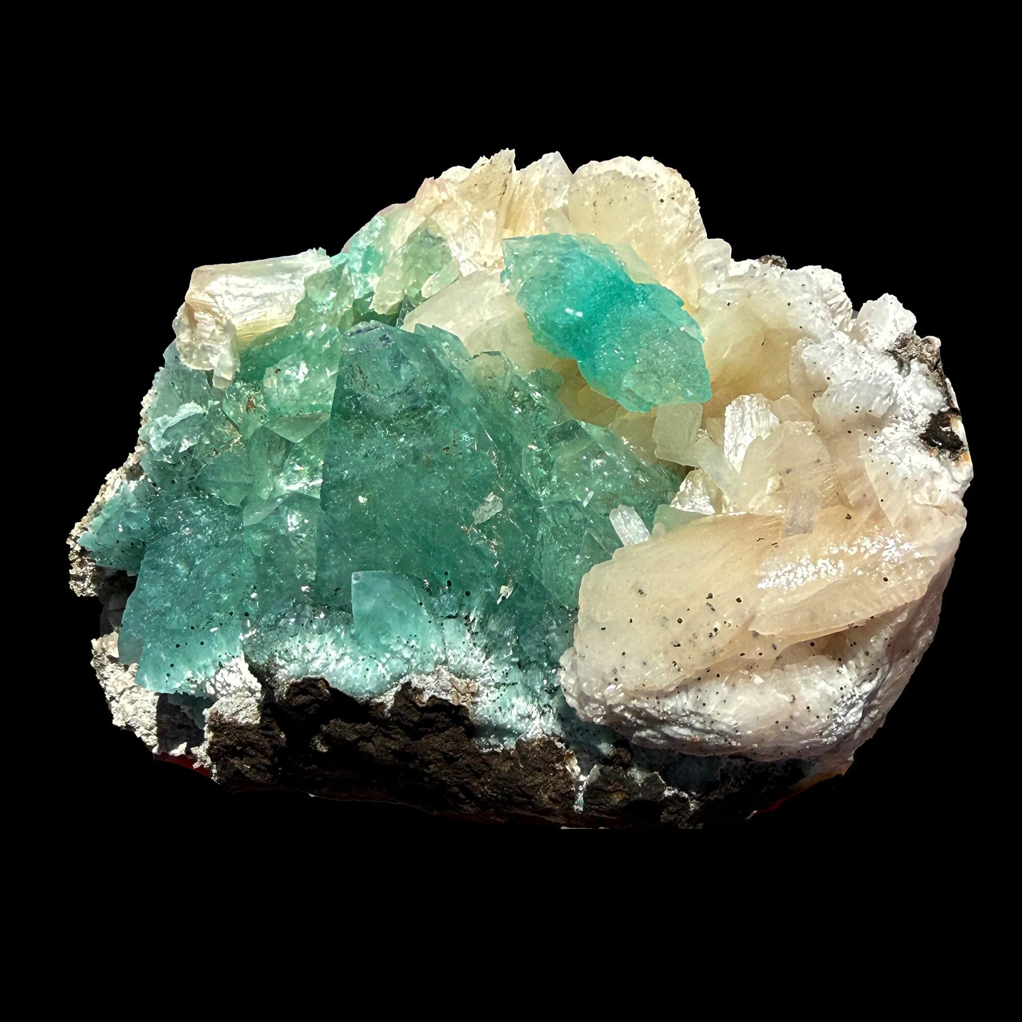 Rare Green Apophyllite with Stilbite on Zeolite Matrix – Natural Indian Collector Mineral Specimen | Premium Display Crystal | Ahmednagar, India - image 4