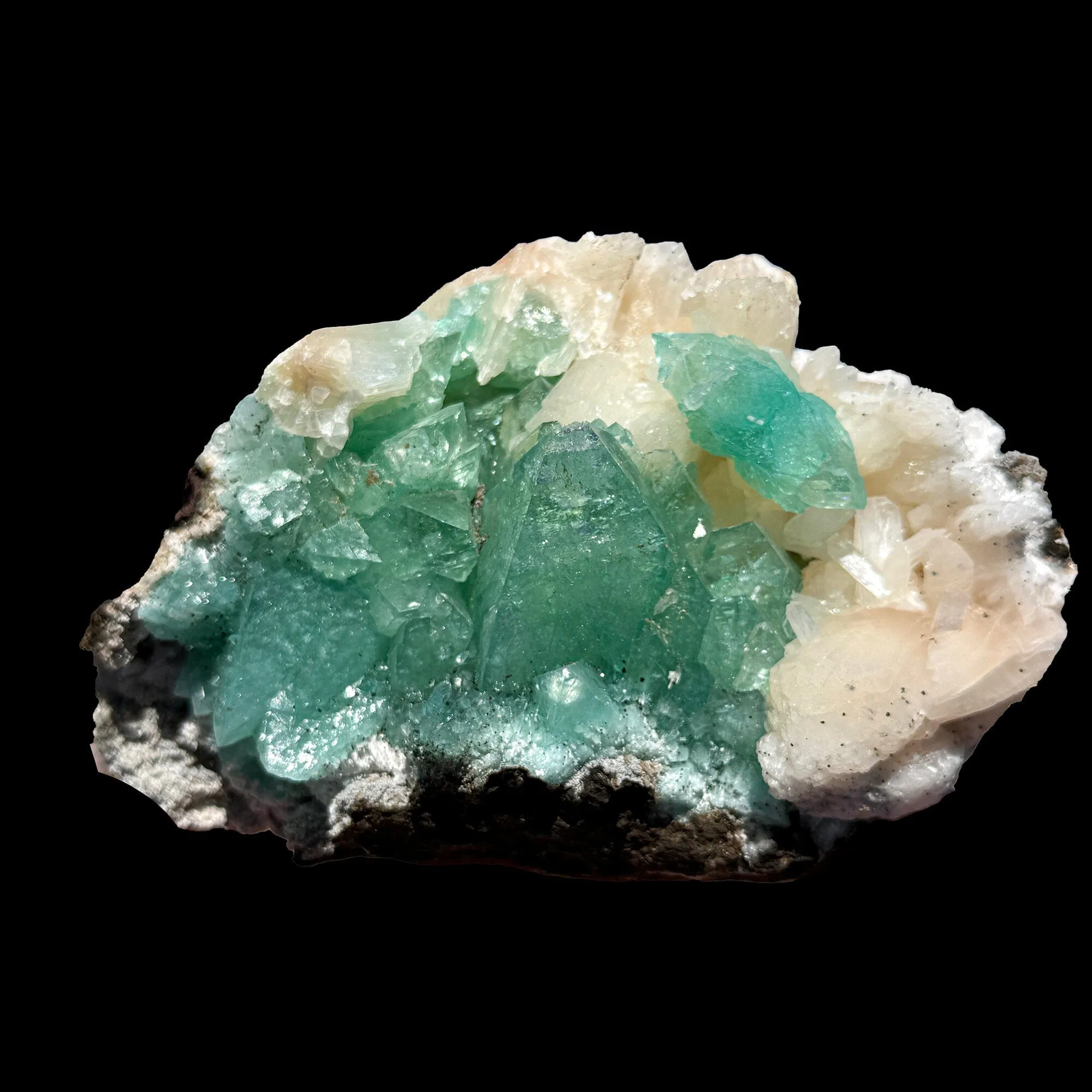 Rare Green Apophyllite with Stilbite on Zeolite Matrix – Natural Indian Collector Mineral Specimen | Premium Display Crystal | Ahmednagar, India - image 5