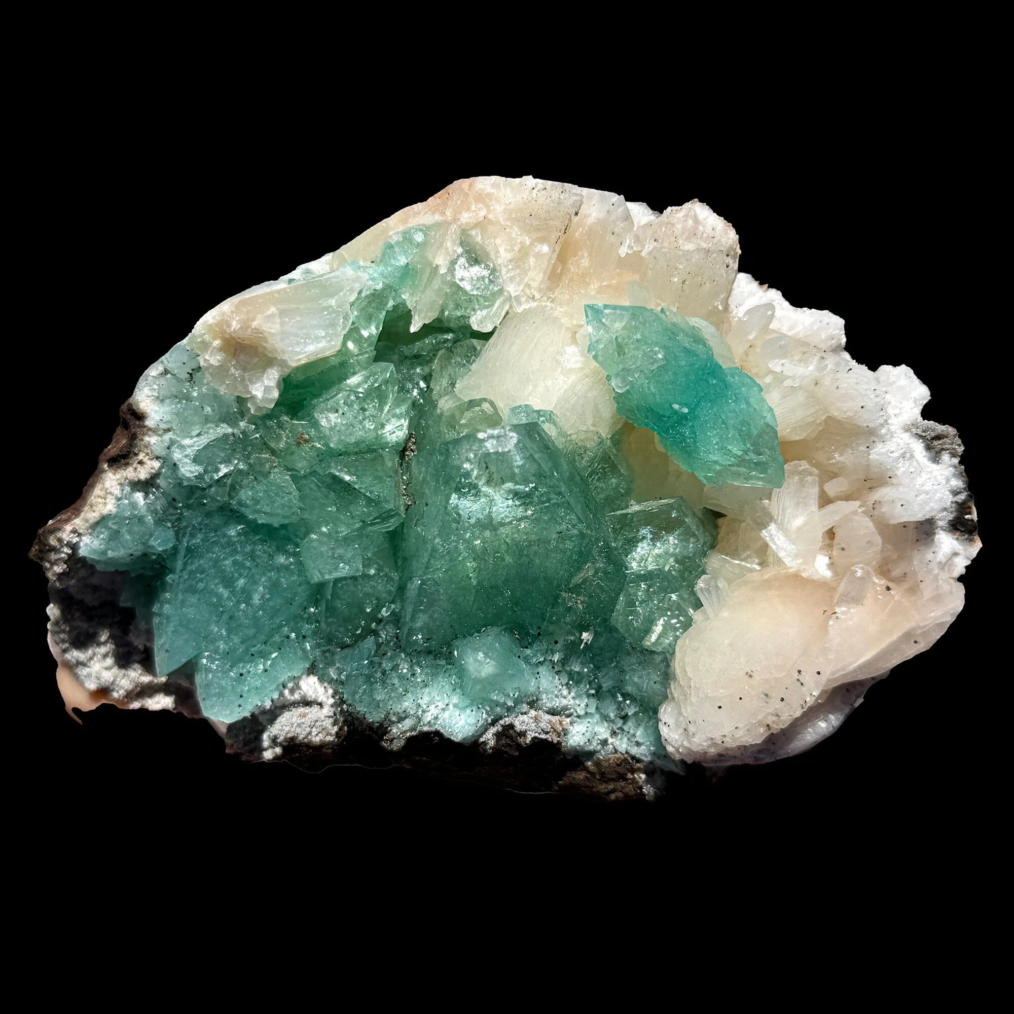 Rare Green Apophyllite with Stilbite on Zeolite Matrix – Natural Indian Collector Mineral Specimen | Premium Display Crystal | Ahmednagar, India - image 10