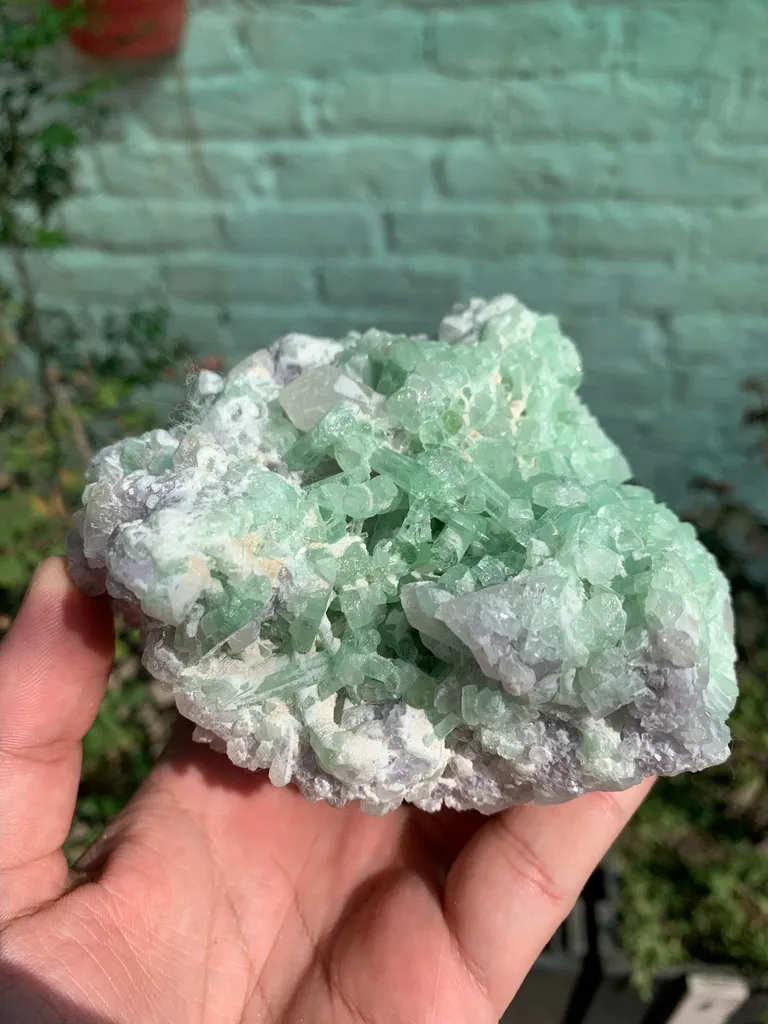 Rare Green Bunchy Tourmaline With Lepidolite and Quartz Specimen from Afghanistan , Collection Grade - image 6