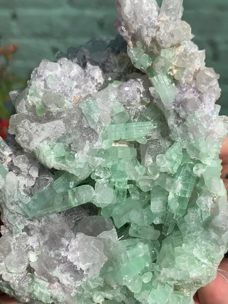 Rare Green Bunchy Tourmaline With Lepidolite and Quartz Specimen from Afghanistan , Collection Grade - image 5