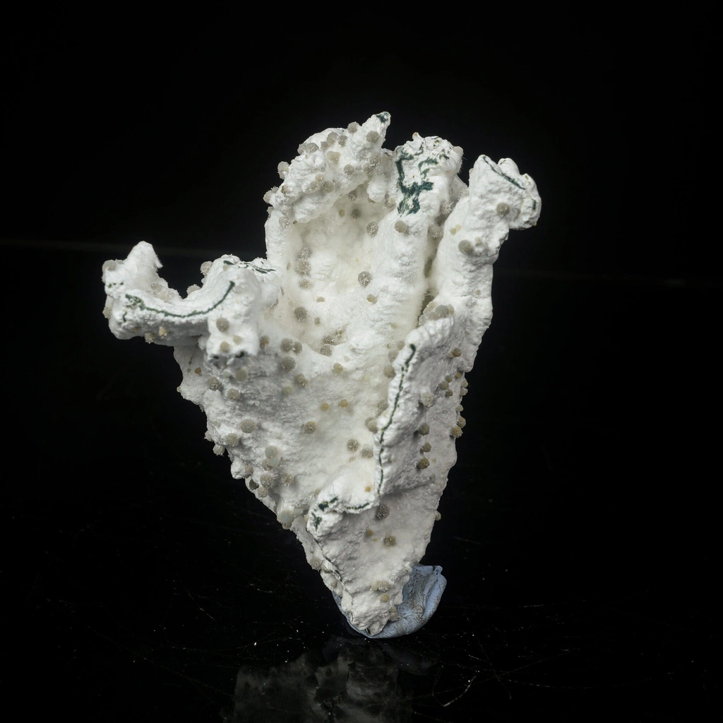 Rare Green Chalcedony on Okenite – Fibrous Indian Zeolite Mineral Specimen - image 2