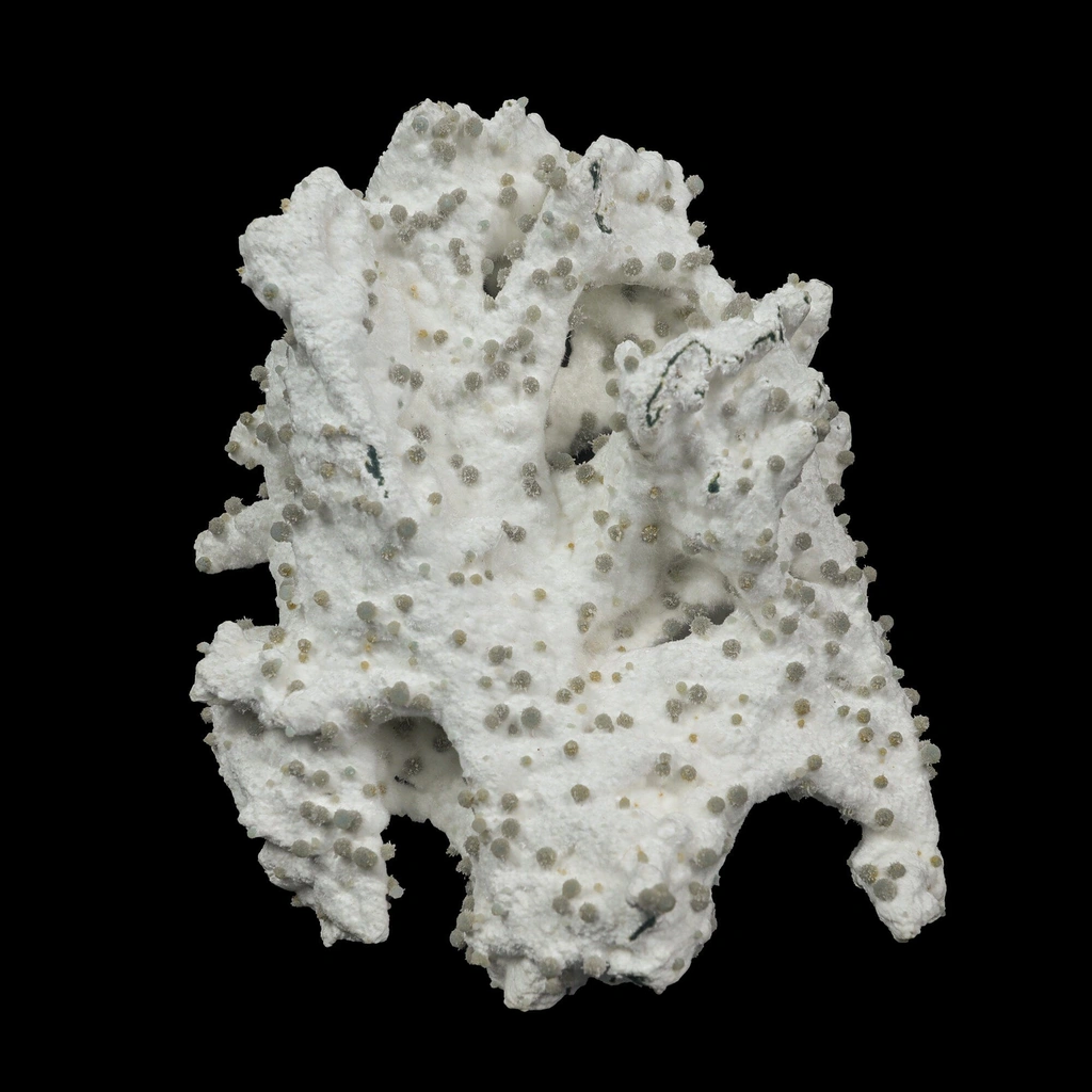 Rare Green Chalcedony on Okenite – Fibrous Indian Zeolite Mineral Specimen image