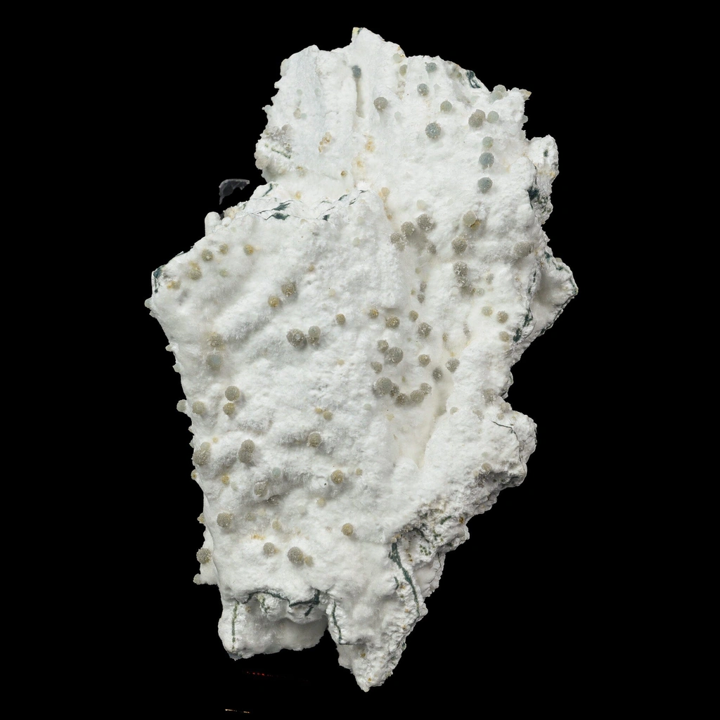 Rare Green Chalcedony on Okenite – Fibrous Indian Zeolite Mineral Specimen image